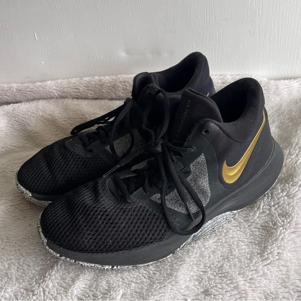 Nike Air precision 2 black gold basketball sneakers